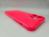 Husa Iphone 14 Pro Max din silicon moale model cu sclipici , protectie butoane Roz