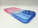 Husa Iphone 14 Pro Max silicon ,MagSage, Protectie Camere Albastru-Roz
