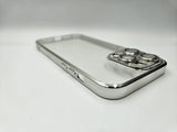 Husa Iphone 14 Pro Max silicon , spate transparent , Protectie Camere Argintiu