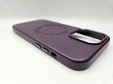 Husa Iphone 14 piele ecologica, MagSafe, Interior catifelat Mov