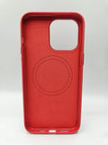 Husa Iphone 14 piele ecologica, MagSafe, Interior catifelat Rosu