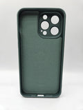 Husa Iphone 14 Pro Max silicon , suport inel rotativ , interior material catifelat Verde