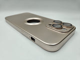 Husa Iphone 13 Pro silicon , aspect sidefat , decupaj logo Roz Gold