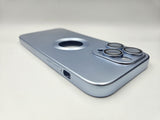 Husa Iphone 14 Pro Max silicon , aspect sidefat , decupaj logo Albastru