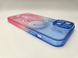Husa Iphone 14 silicon ,MagSage, Protectie Camere Albastru-Roz