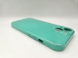 Husa Iphone 14 din silicon moale model cu sclipici , protectie camere Turcoaz