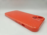 Husa Iphone 14 din silicon moale model cu sclipici , protectie camere Portocaliu