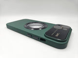 Husa Iphone 14 silicon , MagSafe, decupaj logo , protectie camere Verde