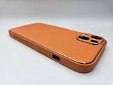 Husa Iphone 14 Luxury piele ecologica, antisoc Portocaliu