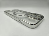 Husa Iphone 14 Pro din silicon moale, MagSafe, Protectie Camere Argintiu