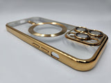 Husa Iphone 14 Pro din silicon moale, MagSafe, Protectie Camere Auriu