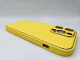 Husa Iphone 12 Pro Max Luxury piele ecologica, antisoc , Protectie camera Galben