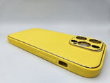 Husa Iphone 14 Pro Luxury piele ecologica, antisoc , Protectie camera Galben