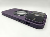 Husa Iphone 14 Pro silicon , MagSafe, decupaj logo , protectie camere Mov