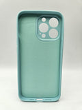Husa Iphone 13 Pro silicon moale , protectie camere ,interior material textil Turcoaz