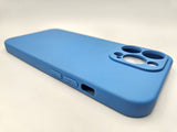 Husa Iphone 13 Pro silicon , protectie butoane ,interior material textil Albastru