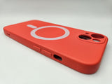 Husa Iphone 13 silicon moale, MagSafe , protectie camere si butoane, interior material textil Rosu