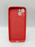 Husa Iphone 13 silicon moale, MagSafe , protectie camere si butoane, interior material textil Rosu