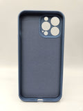 Husa Iphone 13 Pro Max silicon moale, interior material textil,protectie camere Albastru inchis