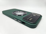 Husa Iphone 12 silicon , MagSafe, decupaj logo , protectie camere Verde