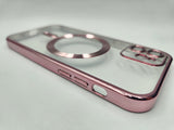 Husa Iphone 12 din silicon moale, MagSafe, Protectie Camere Roz