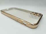 Husa Iphone 11 silicon , spate transparent , Protectie Camere Auriu