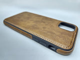 Husa Iphone 11 Pro din piele si margini silicon, protectie butoane Maro