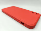 Husa Iphone XS silicon, protectie camere si butoane, interior material textil Rosu