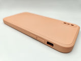 Husa Iphone XS silicon, protectie camere si butoane, interior material textil Roz