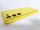 Husa Samsung S23 piele ecologica, protectie camere, margini anti alunecare Galben