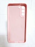 Husa Samsung S21 FE silicon moale, protectie camere, interior material textil Roz