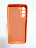 Husa Samsung S21 FE silicon moale, protectie camere, interior material textil Portocaliu