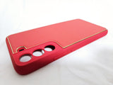 Husa Samsung S21 piele ecologica, protectie camere si butoane, margini anti alunecare Rosu
