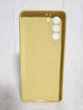 Husa Samsung S21 silicon moale, protectie camere si butoane, interior material textil Galben