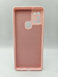 Husa Samsung A21s  silicon moale , protectie butoane, interior material textil Roz