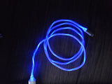 Cablu incarcare Fast Charge cu iluminare multicolora 2.4A, USB - Iphone , 1 metru Alb