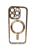 Husa Iphone 14 Pro din silicon moale, MagSafe, Protectie Camere Auriu