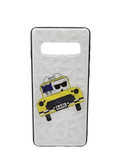 Husa Samsung S10 silicon, model 3D Taxi, protectie butoane Alb