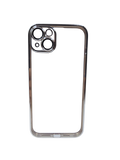Husa Iphone 14 Plus silicon , spate transparent , Protectie Camere Argintiu