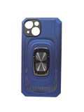 Husa Iphone 14  silicon si plastic , suport inel rotativ , protectie camera Albastru