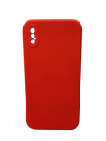 Husa Iphone XS silicon, protectie camere si butoane, interior material textil Rosu