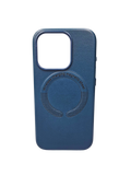 Husa Iphone 15 Pro piele ecologica, MagSafe, Interior catifelat Albastru inchis