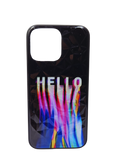 Husa Iphone 14 silicon, design 3D Hello , protectie butoane Negru