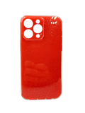 Husa Iphone 14 Pro Max din silicon moale model cu sclipici , protectie butoane Rosu