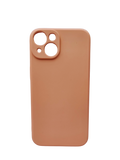 Husa Iphone 14 silicon moale, protectie camere si butoane,interior material textil Roz Peach