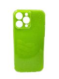 Husa Iphone 14 Pro Max din silicon moale model cu sclipici , protectie butoane Verde