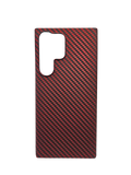 Husa Samsung S23 Ultra tip kevlar, protectie camere, aspect carbon Rosu