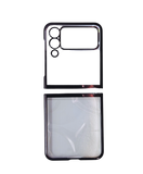 Husa Samsung Z Flip 4  fullcover din plastic, protectie camere,spate transparent , margini lucioase Negru