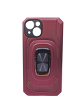 Husa Iphone 14  silicon si plastic , suport inel rotativ , protectie camera Visiniu