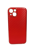 Husa Iphone 13  piele ecologica si silicon,aspect carbon , antisoc Rosu